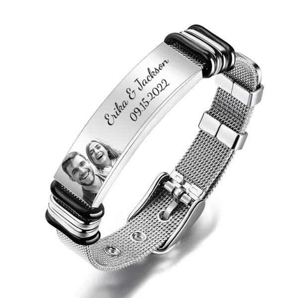 Personalized Text Engraved Stainless Steel Bracelet - Ideal Couples' Gift